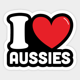 Red Heart I Love Aussies Sticker